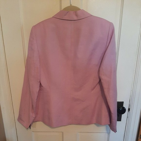 Kasper A.S.L. Blazer Jacket Size 4 Pink Linen Long Sleeve Career - Picture 7 of 9